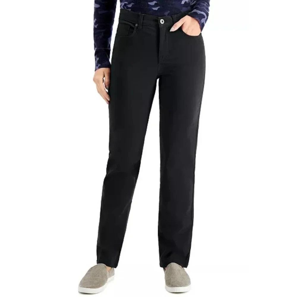 NWT Style & Co. Women's Pockets Straight-Leg Jeans Deep Black Size 14L Long NEW